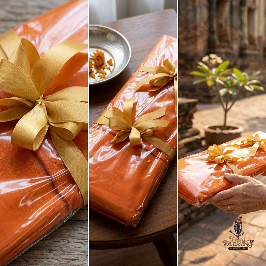 ✨ [The Sovereign of Merit & Devotion: The Master-Edition] Sacred "Phra Trai Asai" (The Essential Monk’s Robe Set) – Special "High-Grade Tore Fabric" (Tore-Poly) – Royal-Preferred Color Edition Thai Blessing Co By RURUECHA