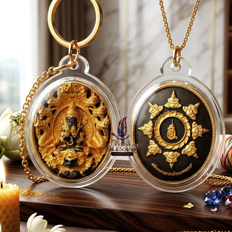 ✨ [The Sovereign of Miraculous Overturn: The 2026 Master-Edition] Sacred "Rian Lor Phangkaphon" (The Ultimate Obstacle-Crusher) – High-Contrast "Black-Gold" (Black Rhodium & Gold) Finish on Sacred Bronze (Samrit) Thai Blessing Co By RURUECHA