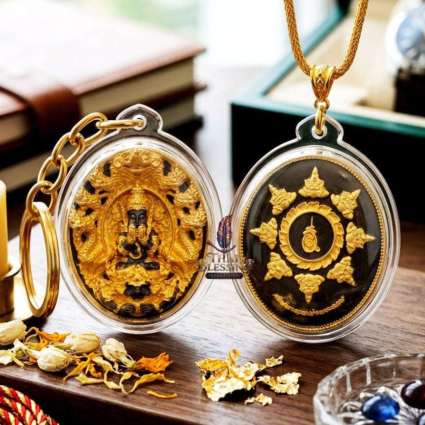 ✨ [The Sovereign of Miraculous Overturn: The 2026 Master-Edition] Sacred "Rian Lor Phangkaphon" (The Ultimate Obstacle-Crusher) – High-Contrast "Black-Gold" (Black Rhodium & Gold) Finish on Sacred Bronze (Samrit) Thai Blessing Co By RURUECHA