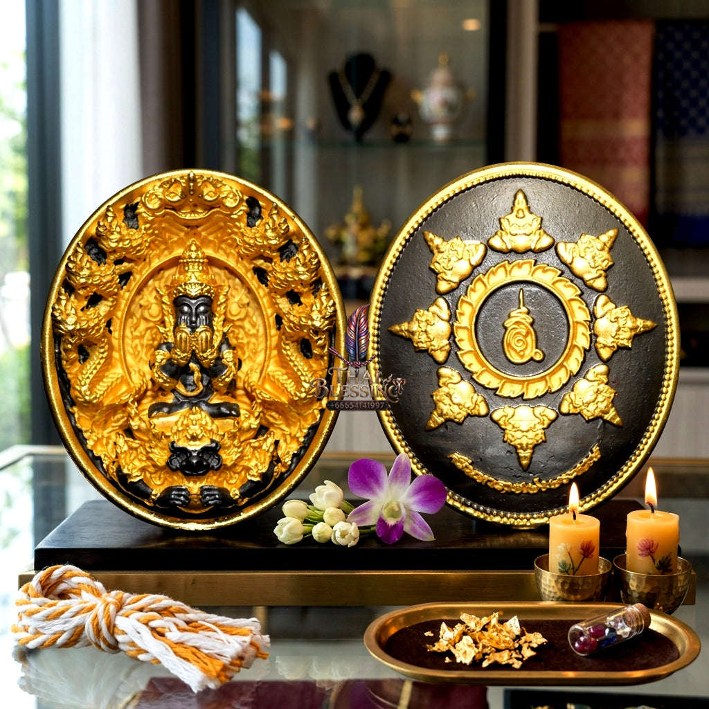 ✨ [The Sovereign of Miraculous Overturn: The 2026 Master-Edition] Sacred "Rian Lor Phangkaphon" (The Ultimate Obstacle-Crusher) – High-Contrast "Black-Gold" (Black Rhodium & Gold) Finish on Sacred Bronze (Samrit) Thai Blessing Co By RURUECHA