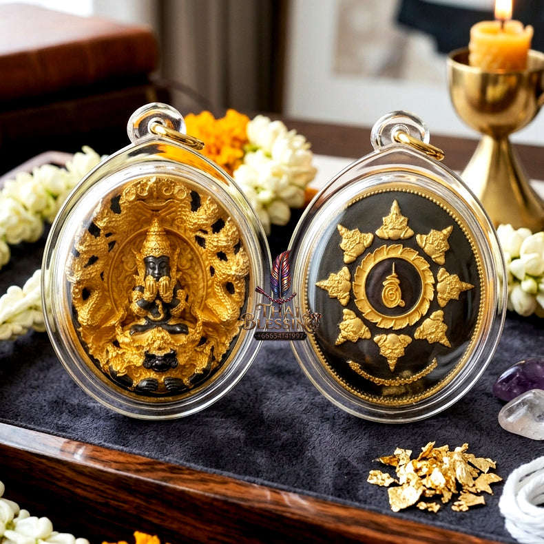 ✨ [The Sovereign of Miraculous Overturn: The 2026 Master-Edition] Sacred "Rian Lor Phangkaphon" (The Ultimate Obstacle-Crusher) – High-Contrast "Black-Gold" (Black Rhodium & Gold) Finish on Sacred Bronze (Samrit) Thai Blessing Co By RURUECHA