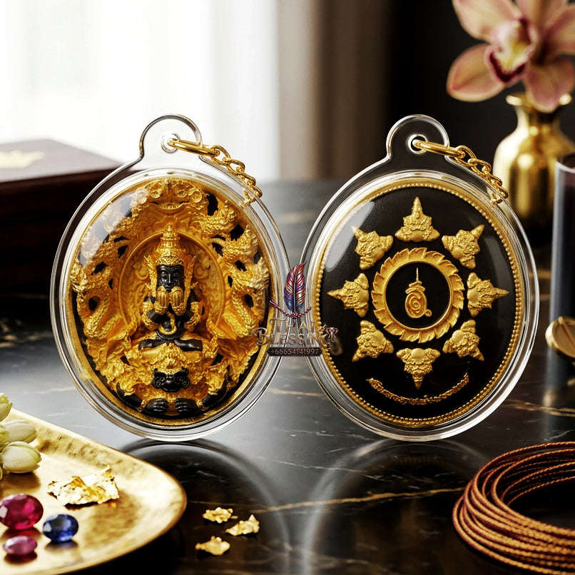 ✨ [The Sovereign of Miraculous Overturn: The 2026 Master-Edition] Sacred "Rian Lor Phangkaphon" (The Ultimate Obstacle-Crusher) – High-Contrast "Black-Gold" (Black Rhodium & Gold) Finish on Sacred Bronze (Samrit) Thai Blessing Co By RURUECHA
