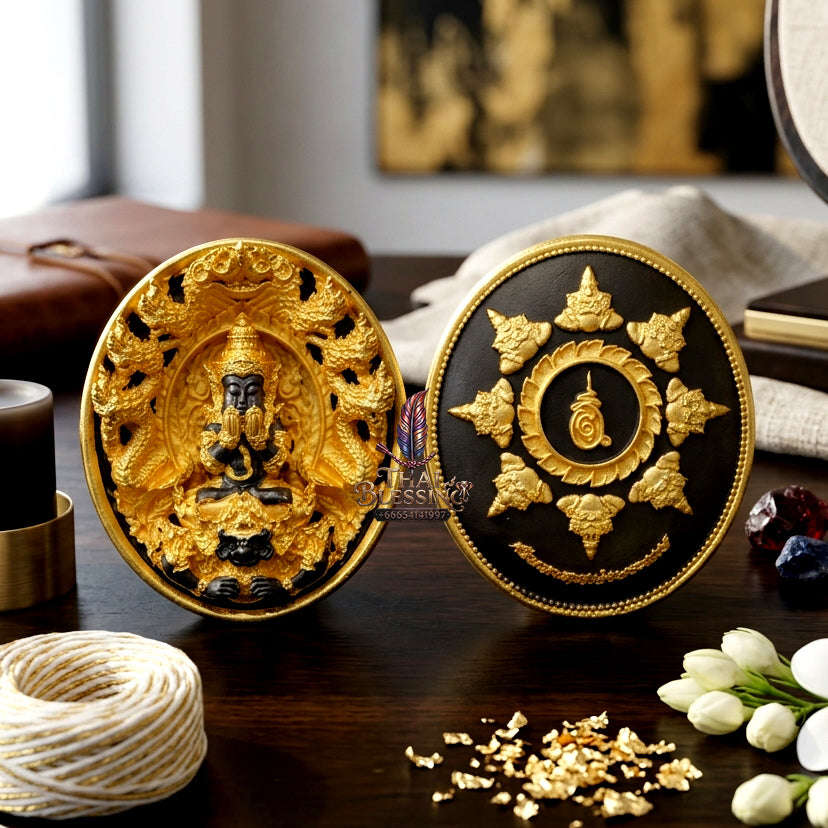 ✨ [The Sovereign of Miraculous Overturn: The 2026 Master-Edition] Sacred "Rian Lor Phangkaphon" (The Ultimate Obstacle-Crusher) – High-Contrast "Black-Gold" (Black Rhodium & Gold) Finish on Sacred Bronze (Samrit) Thai Blessing Co By RURUECHA