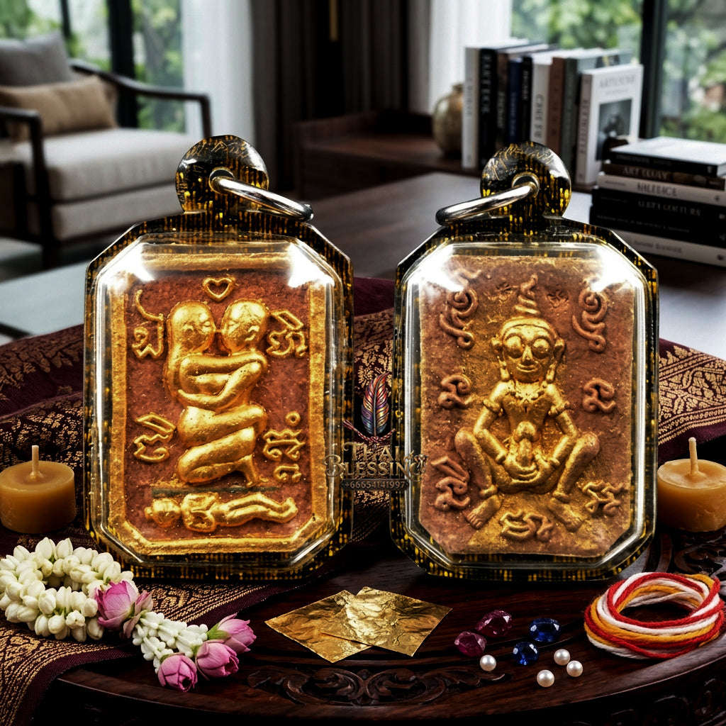 ✨ [The Sovereign of Primal Attraction & Boundless Wealth: Master-Level Edition] Sacred "Inn Khu Saneha Pha Ruay" (The Couple of Desire & Prosperity) – Special Edition: Crafted from "Jao Sap" (Lord of Wealth) Occult Powder Thai Blessing Co By