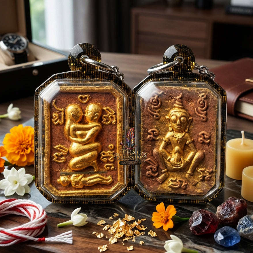 ✨ [The Sovereign of Primal Attraction & Boundless Wealth: Master-Level Edition] Sacred "Inn Khu Saneha Pha Ruay" (The Couple of Desire & Prosperity) – Special Edition: Crafted from "Jao Sap" (Lord of Wealth) Occult Powder Thai Blessing Co By
