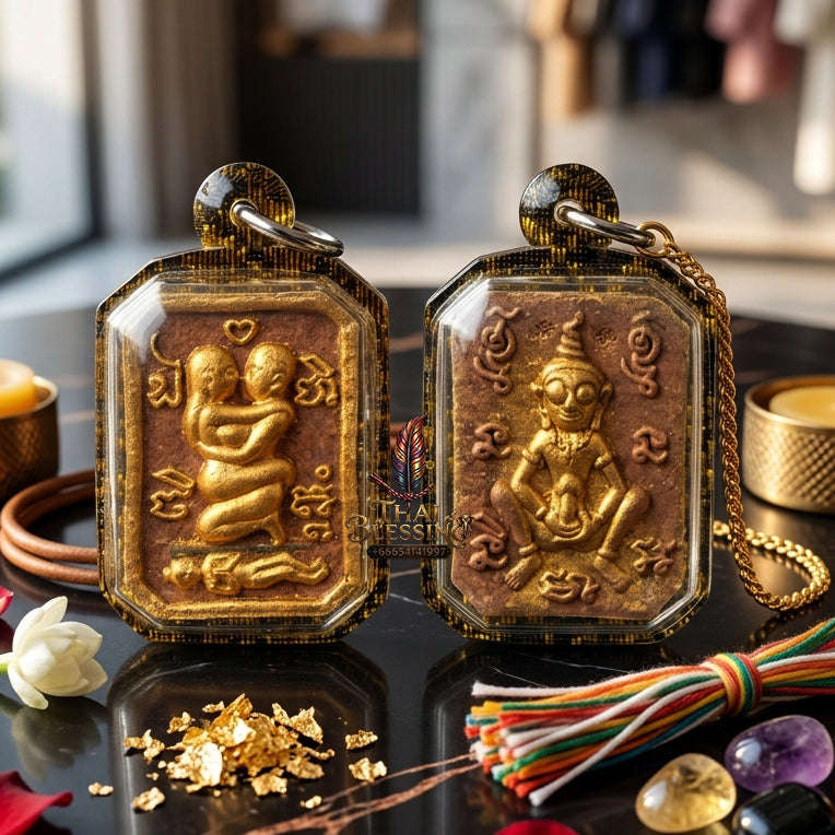 ✨ [The Sovereign of Primal Attraction & Boundless Wealth: Master-Level Edition] Sacred "Inn Khu Saneha Pha Ruay" (The Couple of Desire & Prosperity) – Special Edition: Crafted from "Jao Sap" (Lord of Wealth) Occult Powder Thai Blessing Co By