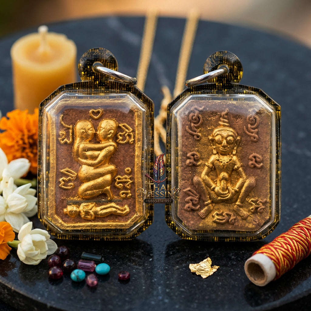 ✨ [The Sovereign of Primal Attraction & Boundless Wealth: Master-Level Edition] Sacred "Inn Khu Saneha Pha Ruay" (The Couple of Desire & Prosperity) – Special Edition: Crafted from "Jao Sap" (Lord of Wealth) Occult Powder Thai Blessing Co By
