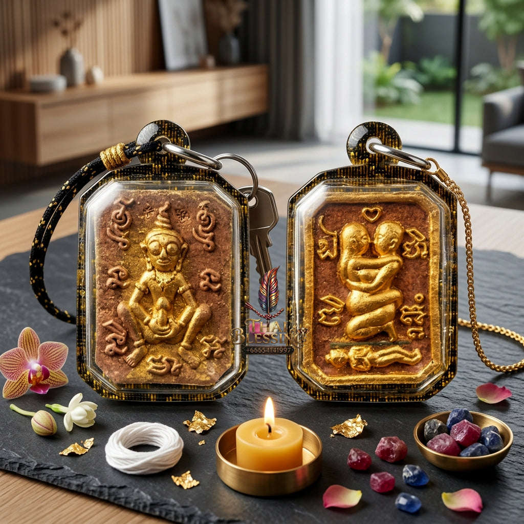 ✨ [The Sovereign of Primal Attraction & Boundless Wealth: Master-Level Edition] Sacred "Inn Khu Saneha Pha Ruay" (The Couple of Desire & Prosperity) – Special Edition: Crafted from "Jao Sap" (Lord of Wealth) Occult Powder Thai Blessing Co By