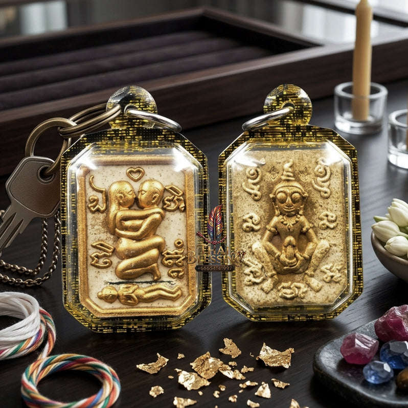✨ [The Sovereign of Primal Attraction & Boundless Wealth: Sacred Herb Edition] Sacred "Inn Khu Saneha Pha Ruay" (The Couple of Desire & Prosperity) – Special Edition: Crafted from the Legendary "108 Maha Saneh" Sacred Herb Blend Thai Blessing