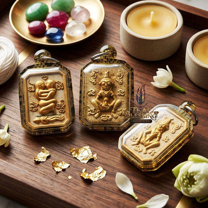 ✨ [The Sovereign of Primal Attraction & Boundless Wealth: Sacred Herb Edition] Sacred "Inn Khu Saneha Pha Ruay" (The Couple of Desire & Prosperity) – Special Edition: Crafted from the Legendary "108 Maha Saneh" Sacred Herb Blend Thai Blessing