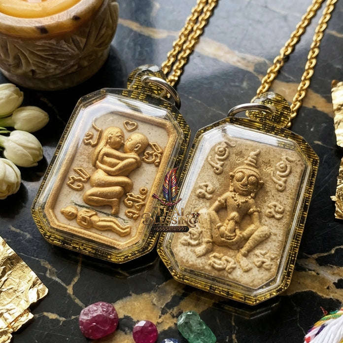 ✨ [The Sovereign of Primal Attraction & Boundless Wealth: Sacred Herb Edition] Sacred "Inn Khu Saneha Pha Ruay" (The Couple of Desire & Prosperity) – Special Edition: Crafted from the Legendary "108 Maha Saneh" Sacred Herb Blend Thai Blessing