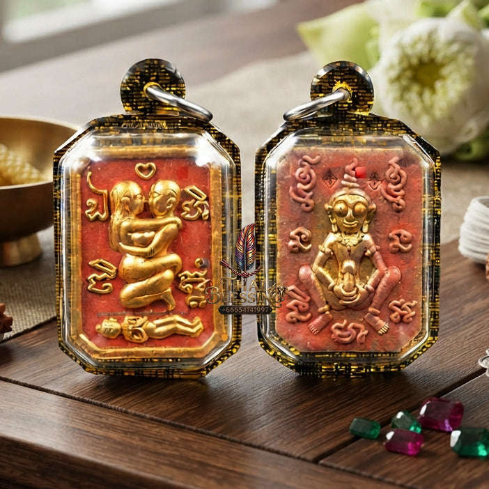 ✨ [The Sovereign of Primal Attraction & Boundless Wealth] Sacred "Inn Khu Saneha Pha Ruay" (The Couple of Desire & Prosperity) – Special Edition: Crafted from the Legendary "Red Chicken" (Kai Daeng) Herb Thai Blessing Co By RURUECHA