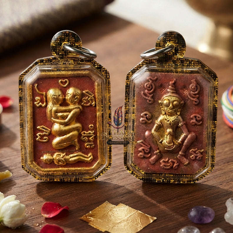 ✨ [The Sovereign of Primal Attraction & Boundless Wealth] Sacred "Inn Khu Saneha Pha Ruay" (The Couple of Desire & Prosperity) – Special Edition: Crafted from the Legendary "Red Chicken" (Kai Daeng) Herb Thai Blessing Co By RURUECHA