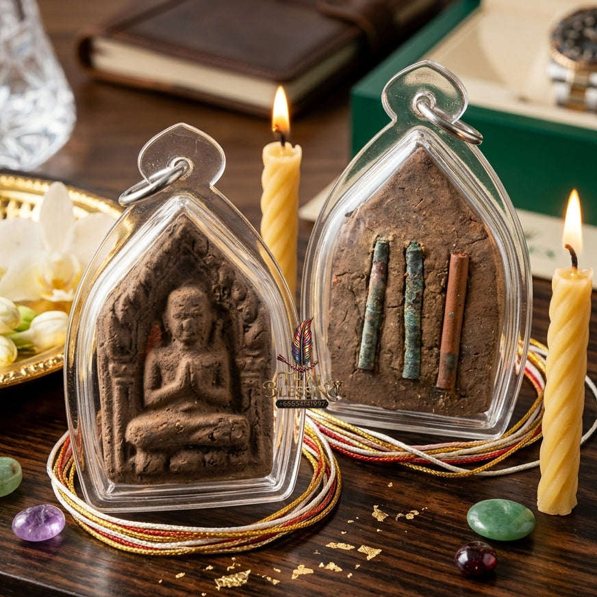 ✨ [The Sovereign of Primal Enchantment: The 2016 Master-Edition] Sacred "Pho Khun Phaen Rai Mon" (The Great Master of Casting Spells) – Special "Occult Cemetery-Herb" Matrix – Encased with "Twin-Sarika" Attraction Takruts Thai Blessing Co By