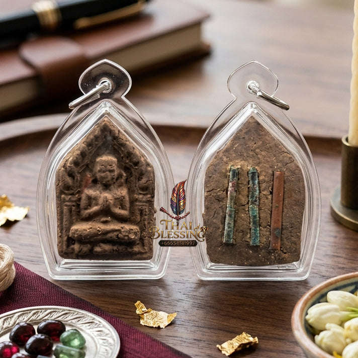 ✨ [The Sovereign of Primal Enchantment: The 2016 Master-Edition] Sacred "Pho Khun Phaen Rai Mon" (The Great Master of Casting Spells) – Special "Occult Cemetery-Herb" Matrix – Encased with "Twin-Sarika" Attraction Takruts Thai Blessing Co By