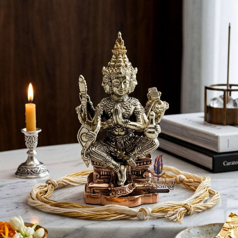 ✨ [The Sovereign of Supreme Cosmic Wealth, Unrivaled Success & Divine Abundance: The 2026 "Grand-Master" Sovereign Edition] Sacred "Thao Maha Phrom (The Sovereign Lord Brahma 'Phrom Maha Setthi' / Millionaire Brahma Edition) – White Brass & Copper