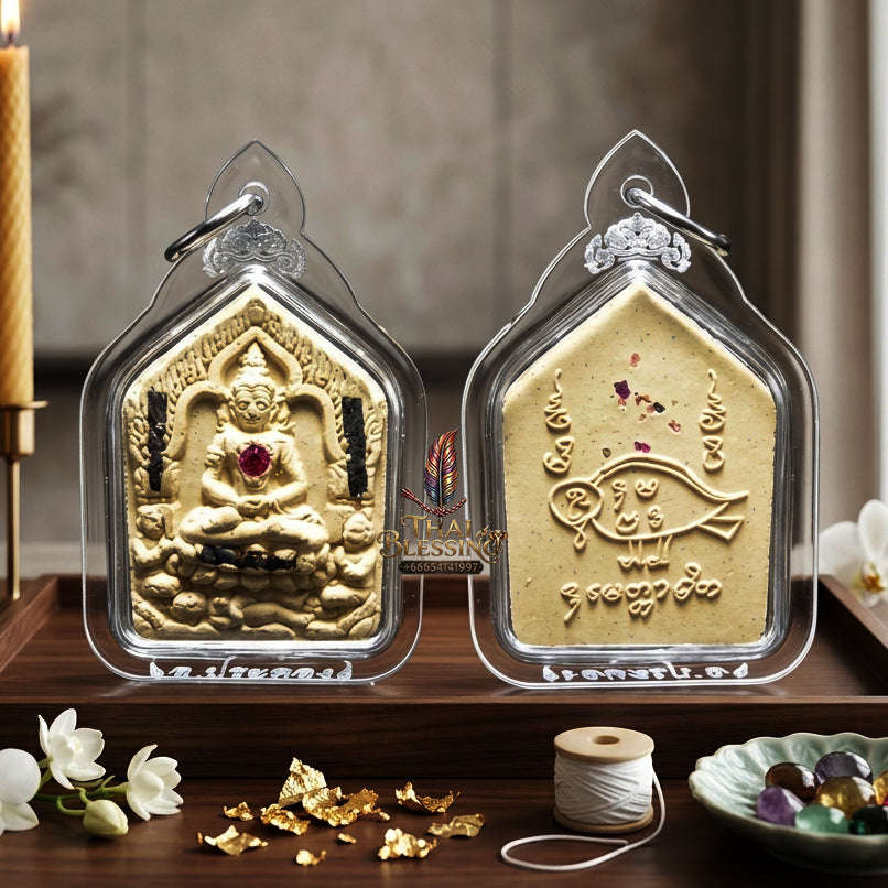 ✨ [The Sovereign of Supreme Esoteric Seduction, Master-Level Salika Eloquence & Legendary Mon Lineage: The 2026 "Grand-Master" Sovereign Edition] Sacred "Phra Khun Phaen Salika Maha Saneh (Embedded with Gemstones & 3 Silver Takrut) Thai