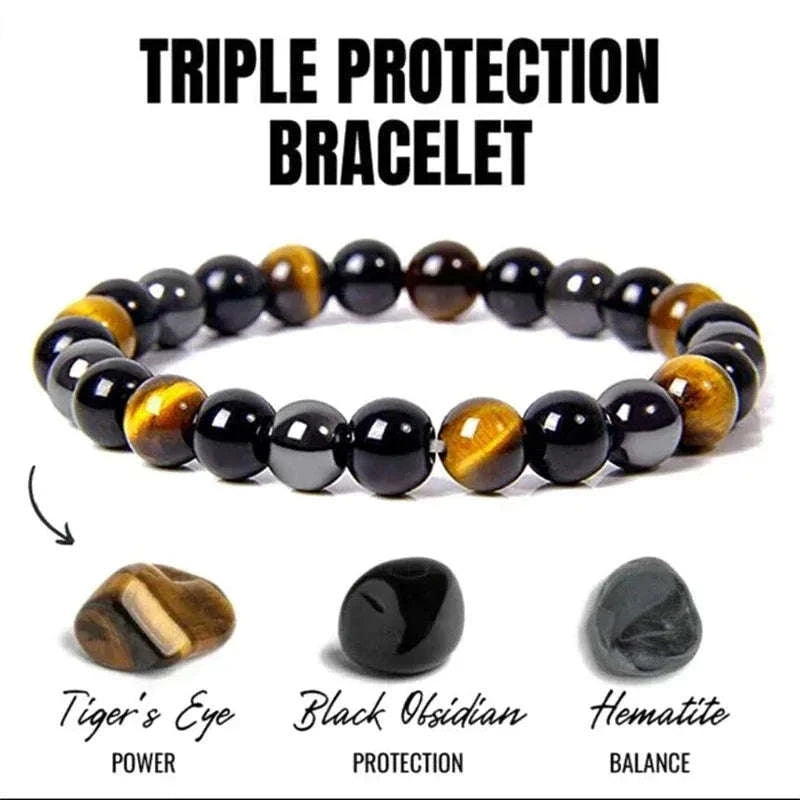 ✨ [The Sovereign of Supreme Esoteric Vitality, Metaphysical Shielding & Unshakable Wellness: The 2026 "Grand-Master" Sovereign Edition] Sacred "Magnetic Hematite, Tiger Eye & Obsidian Bracelet (Triple Protection & Health Care Stainless Steel Bangle)"