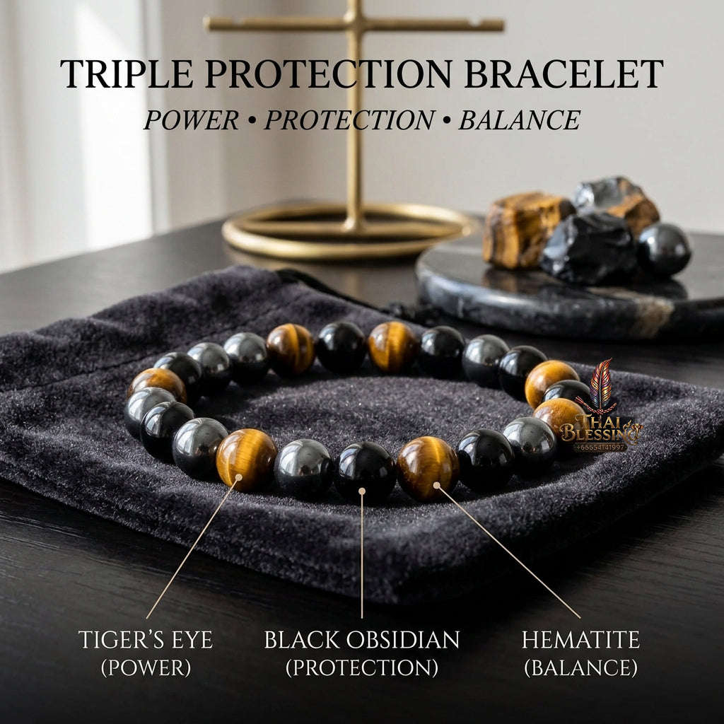✨ [The Sovereign of Supreme Esoteric Vitality, Metaphysical Shielding & Unshakable Wellness: The 2026 "Grand-Master" Sovereign Edition] Sacred "Magnetic Hematite, Tiger Eye & Obsidian Bracelet (Triple Protection & Health Care Stainless Steel Bangle)" 17cm(6.69inch)