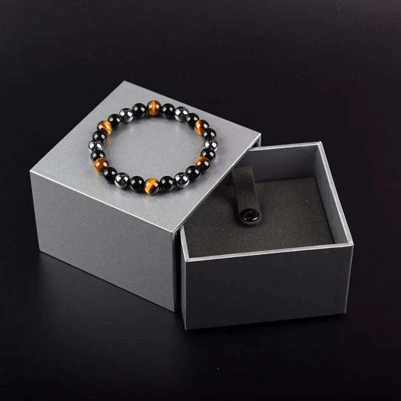 ✨ [The Sovereign of Supreme Esoteric Vitality, Metaphysical Shielding & Unshakable Wellness: The 2026 "Grand-Master" Sovereign Edition] Sacred "Magnetic Hematite, Tiger Eye & Obsidian Bracelet (Triple Protection & Health Care Stainless Steel Bangle)"