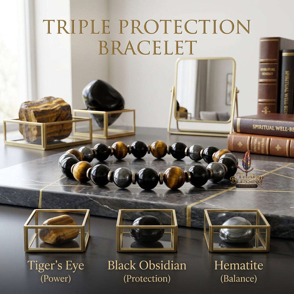 ✨ [The Sovereign of Supreme Esoteric Vitality, Metaphysical Shielding & Unshakable Wellness: The 2026 "Grand-Master" Sovereign Edition] Sacred "Magnetic Hematite, Tiger Eye & Obsidian Bracelet (Triple Protection & Health Care Stainless Steel Bangle)" 19cm(7.48inch)