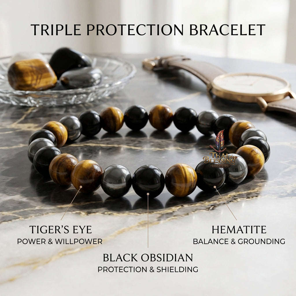 ✨ [The Sovereign of Supreme Esoteric Vitality, Metaphysical Shielding & Unshakable Wellness: The 2026 "Grand-Master" Sovereign Edition] Sacred "Magnetic Hematite, Tiger Eye & Obsidian Bracelet (Triple Protection & Health Care Stainless Steel Bangle)"