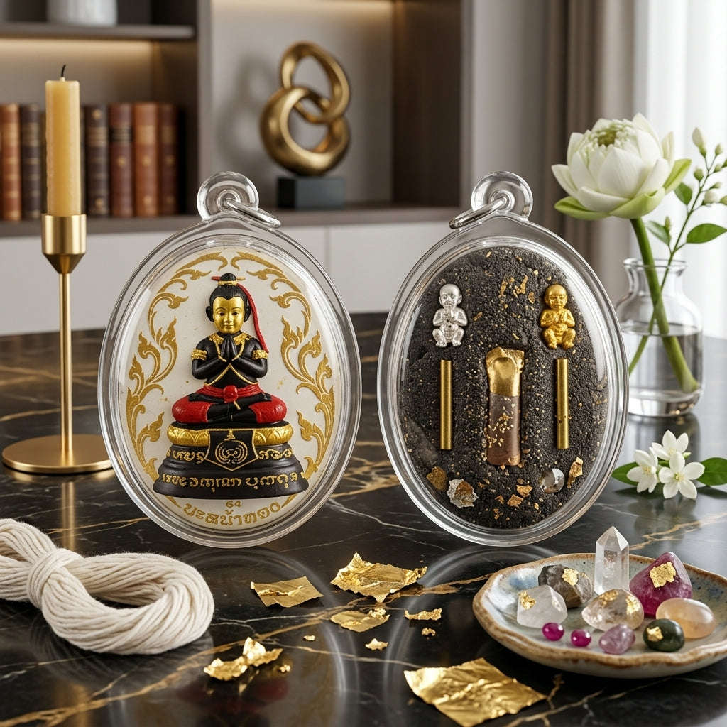 ✨ [The Sovereign of Supreme Golden-Face Locket Alchemy, Khru Ba Subin Master Talismanic Mastery & Unshakable Wealth-Commerce Sovereignty: Lock Ket Kuman Na Na Thong (Locket Edition) Thai Blessing Co By RURUECHA