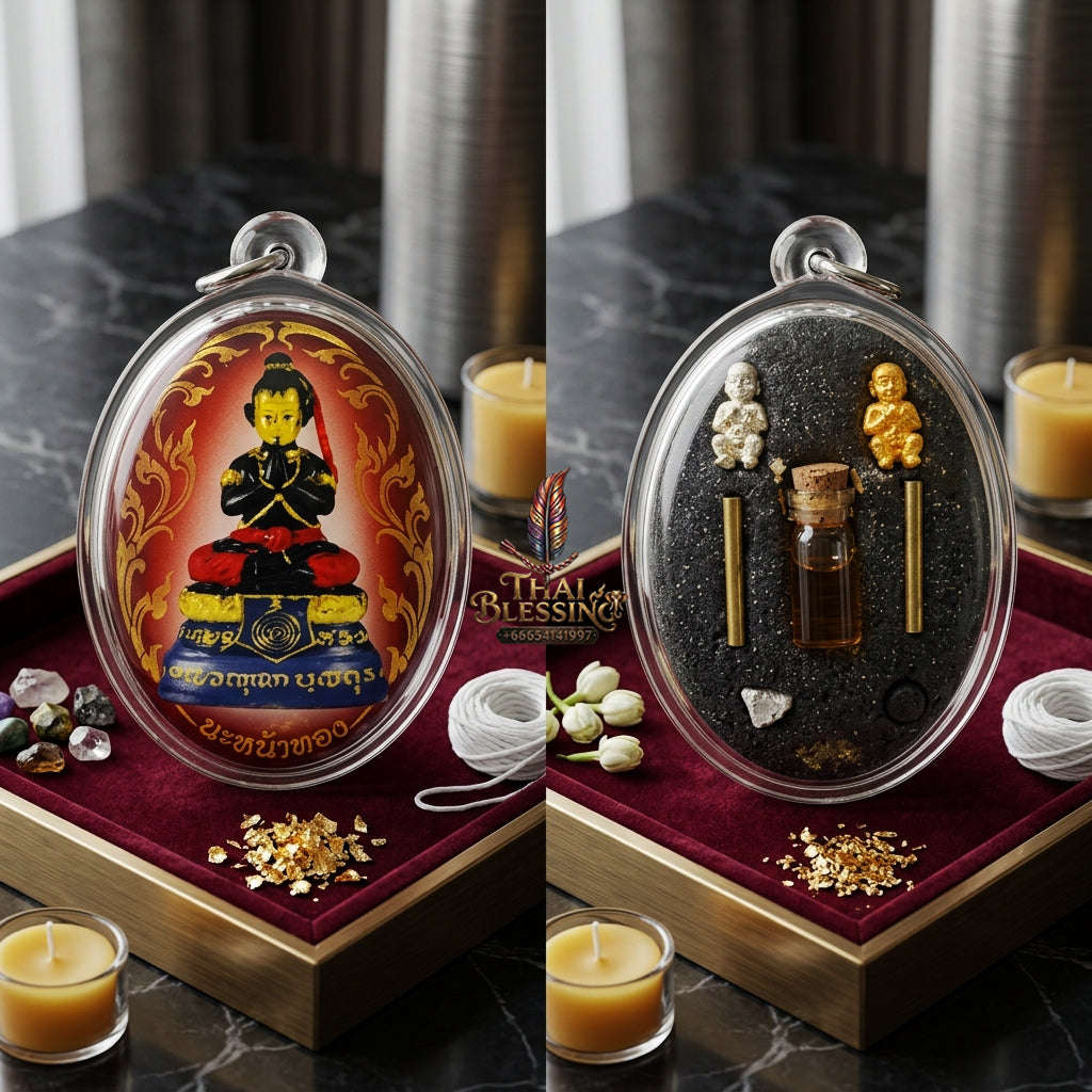 ✨ [The Sovereign of Supreme Golden-Face Locket Alchemy, Khru Ba Subin Master Talismanic Mastery & Unshakable Wealth-Commerce Sovereignty: Lock Ket Kuman Na Na Thong (Locket Edition) Thai Blessing Co By RURUECHA