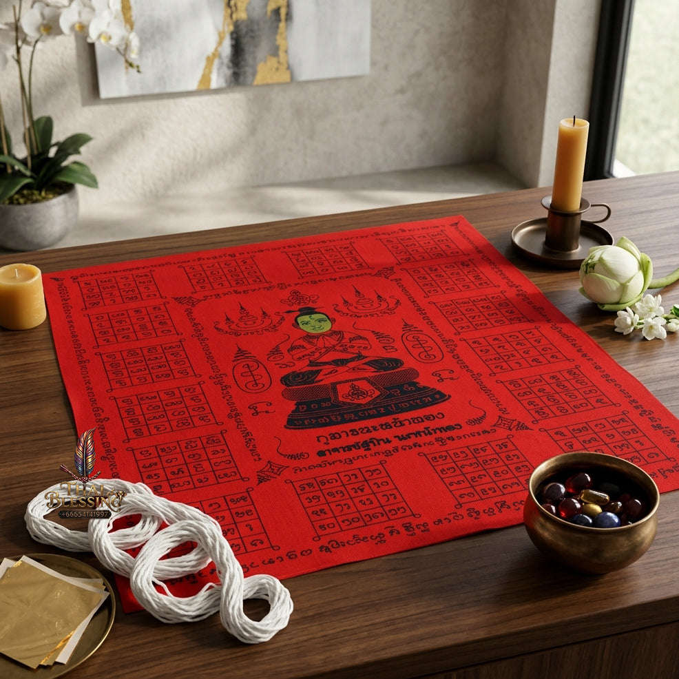 ✨ [The Sovereign of Supreme Golden-Face Yantra Tapestry Alchemy, Master Cloth Talismanic Mastery & Unshakable Household-Business Protection Sovereignty: "Phayan Kumarn Na Na Thong (Master Yantra Cloth Tapestry, Size 16 x 13 Inches) Thai