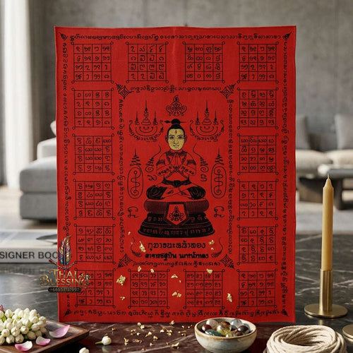 ✨ [The Sovereign of Supreme Golden-Face Yantra Tapestry Alchemy, Master Cloth Talismanic Mastery & Unshakable Household-Business Protection Sovereignty: "Phayan Kumarn Na Na Thong (Master Yantra Cloth Tapestry, Size 16 x 13 Inches)
