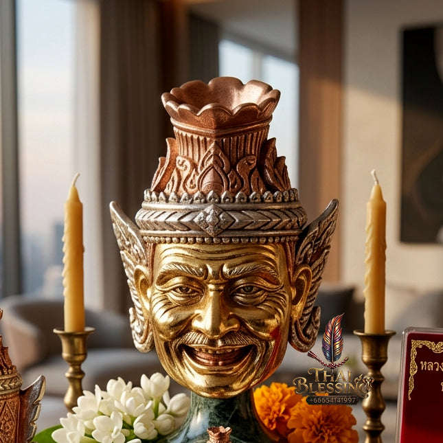 ✨ [The Sovereign of Supreme Lanna-Isan Ruesi Deity Head 3K Tri-Color Plated Masterpiece, Luang Pu Kham Bu Wat Kut Chikhu Mastery & Unshakable Esoteric Wisdom Sovereignty