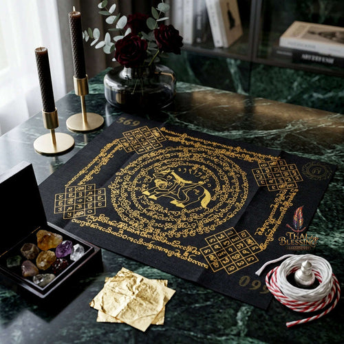 ✨ [The Sovereign of Supreme Lanna Ma Sep Nang Black & Gold Yantra Cloth, Phra Ajarn Loon Wat Huai Khun Phra Mastery & Unshakable Maha Saneh Sovereignty Thai Blessing Co By RURUECHA