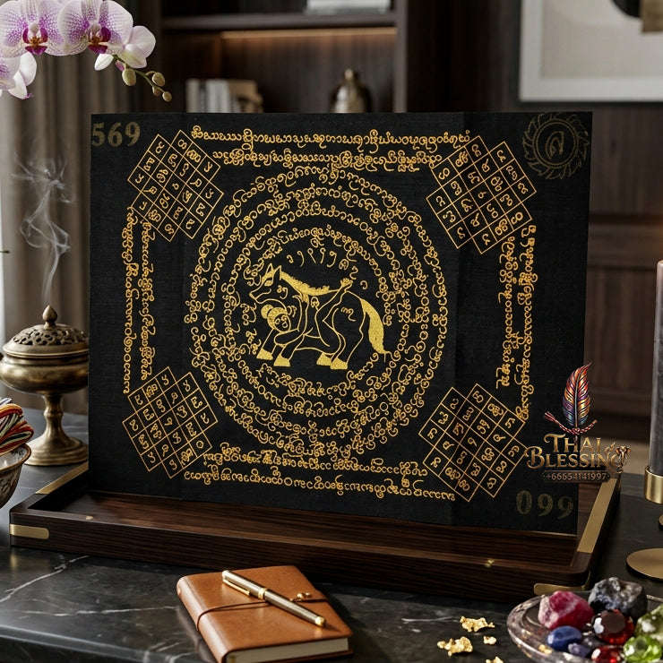 ✨ [The Sovereign of Supreme Lanna Ma Sep Nang Black & Gold Yantra Cloth, Phra Ajarn Loon Wat Huai Khun Phra Mastery & Unshakable Maha Saneh Sovereignty Thai Blessing Co By RURUECHA