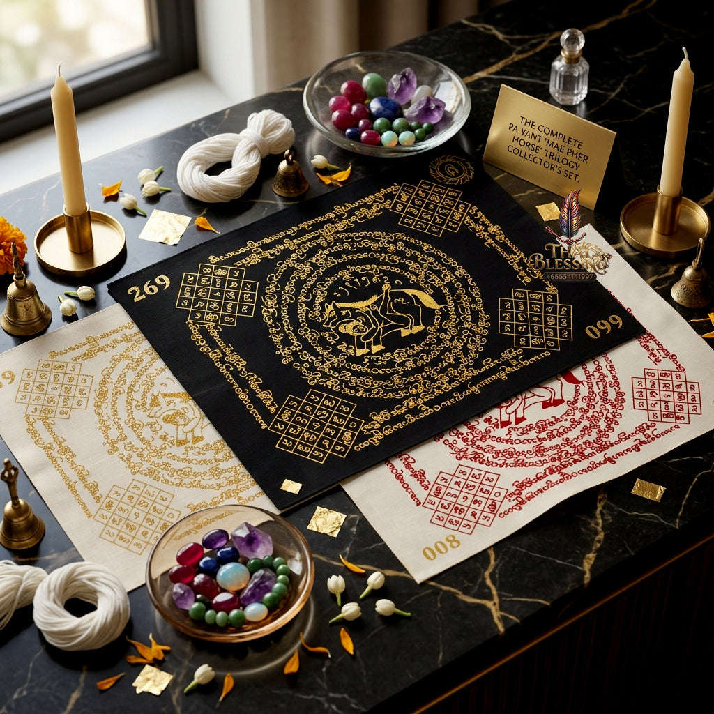 ✨ [The Sovereign of Supreme Lanna Ma Sep Nang Black & Gold Yantra Cloth, Phra Ajarn Loon Wat Huai Khun Phra Mastery & Unshakable Maha Saneh Sovereignty Thai Blessing Co By RURUECHA