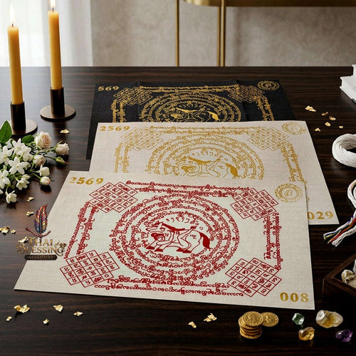 ✨ [The Sovereign of Supreme Lanna Ma Sep Nang White & Gold Yantra Cloth, Phra Ajarn Loon Wat Huai Khun Phra Mastery & Unshakable Maha Saneh Sovereignty Thai Blessing Co By RURUECHA