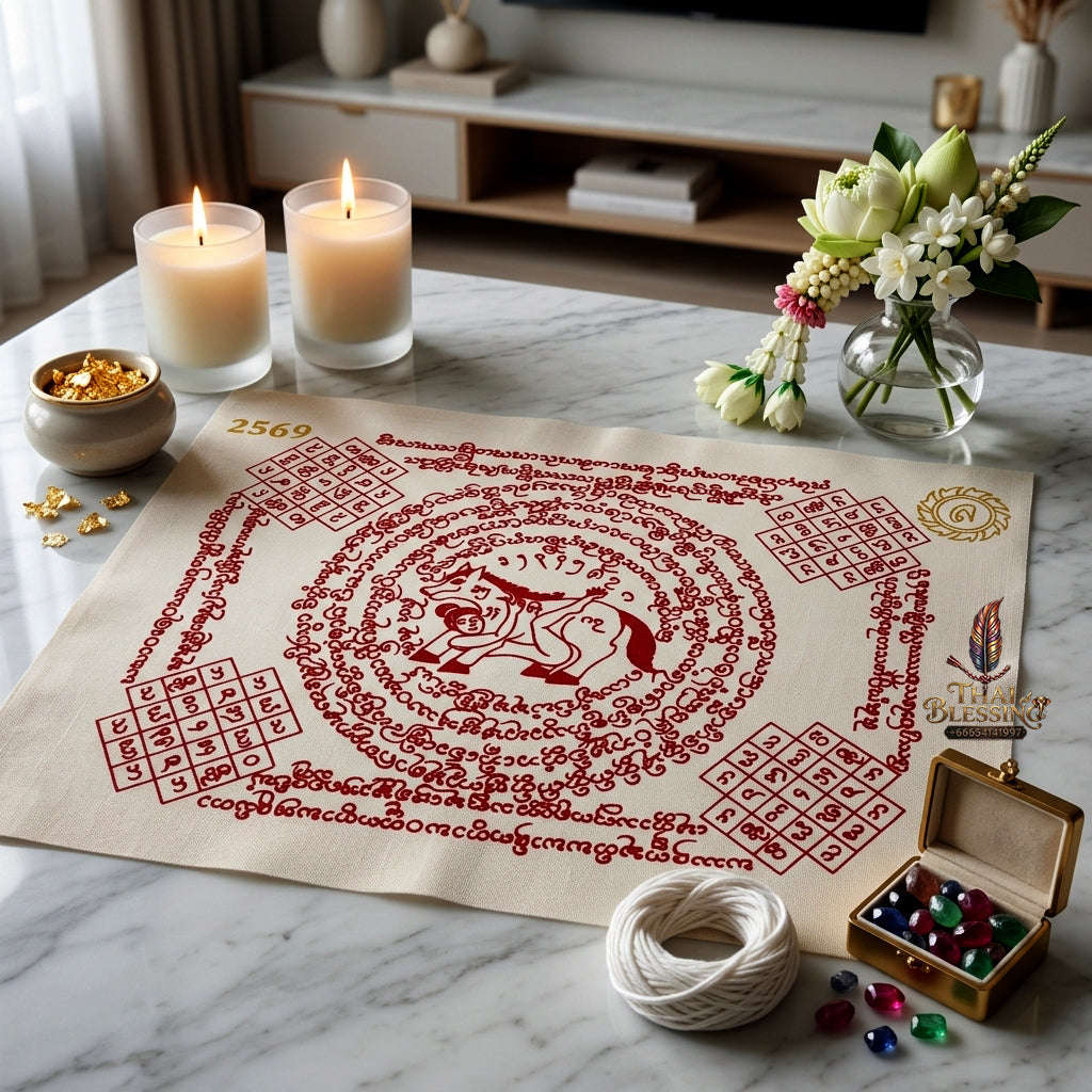 ✨ [The Sovereign of Supreme Lanna Ma Sep Nang White & Red Yantra Cloth, Phra Ajarn Loon Wat Huai Khun Phra Mastery & Unshakable Maha Saneh Sovereignty Thai Blessing Co By RURUECHA
