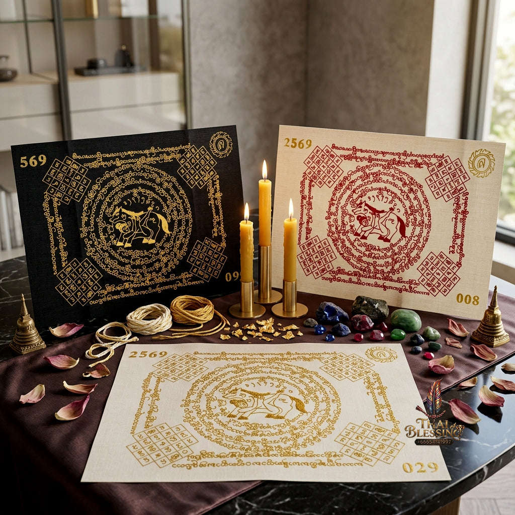 ✨ [The Sovereign of Supreme Lanna Ma Sep Nang White & Red Yantra Cloth, Phra Ajarn Loon Wat Huai Khun Phra Mastery & Unshakable Maha Saneh Sovereignty Thai Blessing Co By RURUECHA