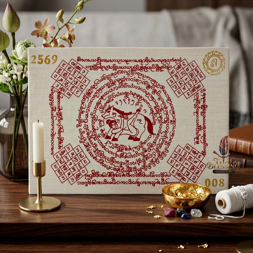 ✨ [The Sovereign of Supreme Lanna Ma Sep Nang White & Red Yantra Cloth, Phra Ajarn Loon Wat Huai Khun Phra Mastery & Unshakable Maha Saneh Sovereignty Thai Blessing Co By RURUECHA
