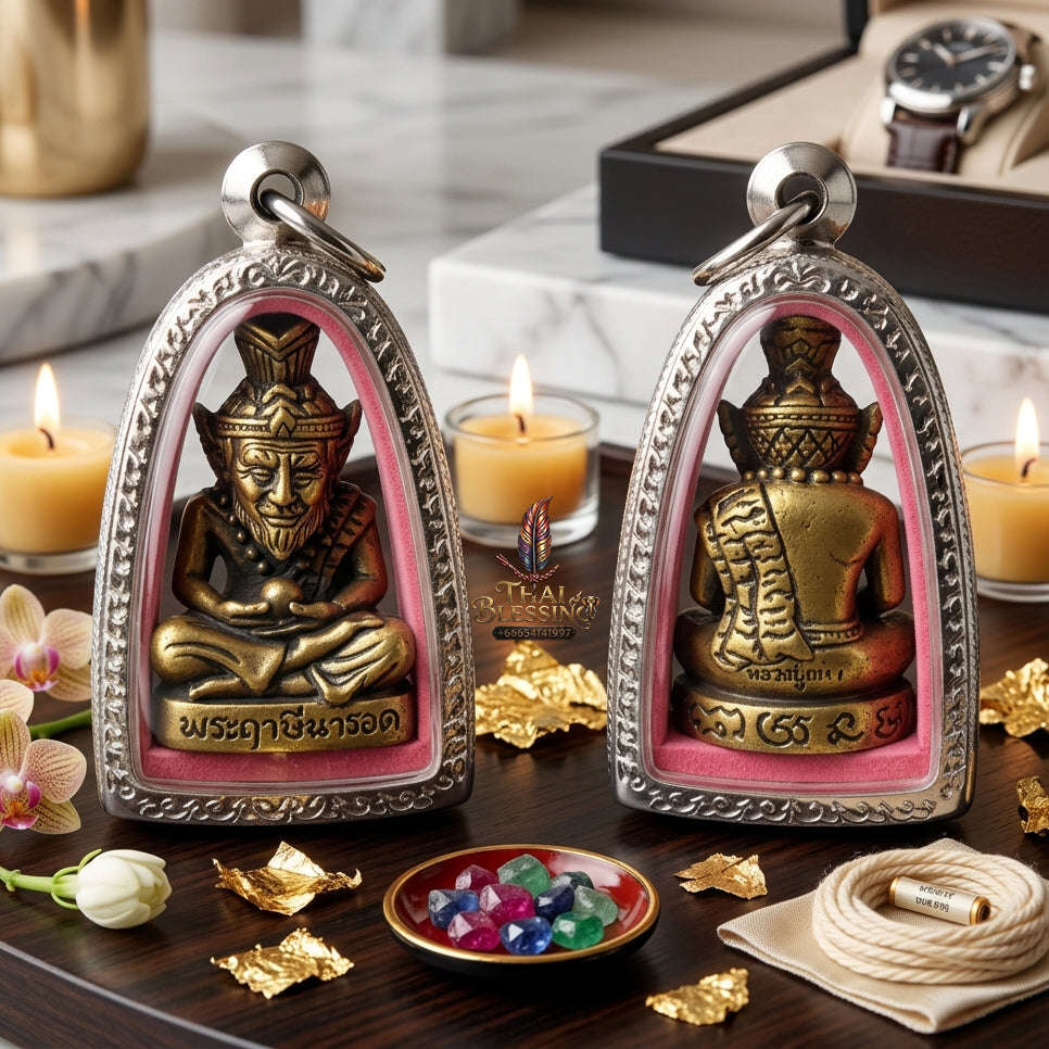 ✨ [The Sovereign of Supreme Mastery: The 2024 Master-Edition] Sacred "Borom Kru Poo Ruesi Narot" (The Primordial Sage of Esoteric Knowledge) – Special "Satin-Finished Bell-Metal Bronze" Matrix Thai Blessing Co By RURUECHA