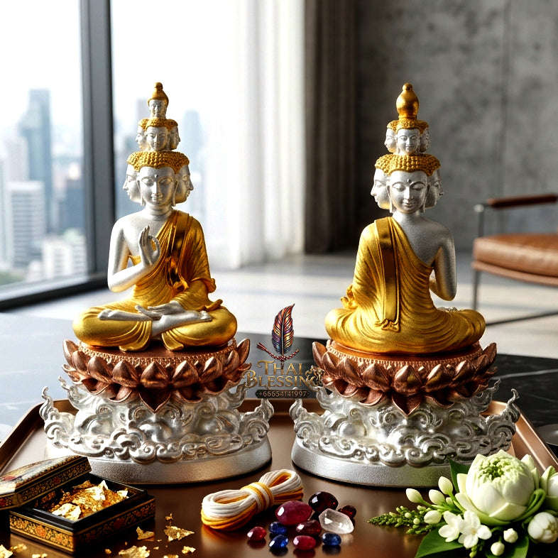 ✨ [The Sovereign of Supreme Phra Kao Na Maha Setthi Sethi Navakoti 3K Tri-Color Plated Bronze Masterpiece, Luang Pu Kham Pan Wat Pa Non Sawan Mastery & Unshakable Millionaire Sovereignty Thai Blessing Co By RURUECHA