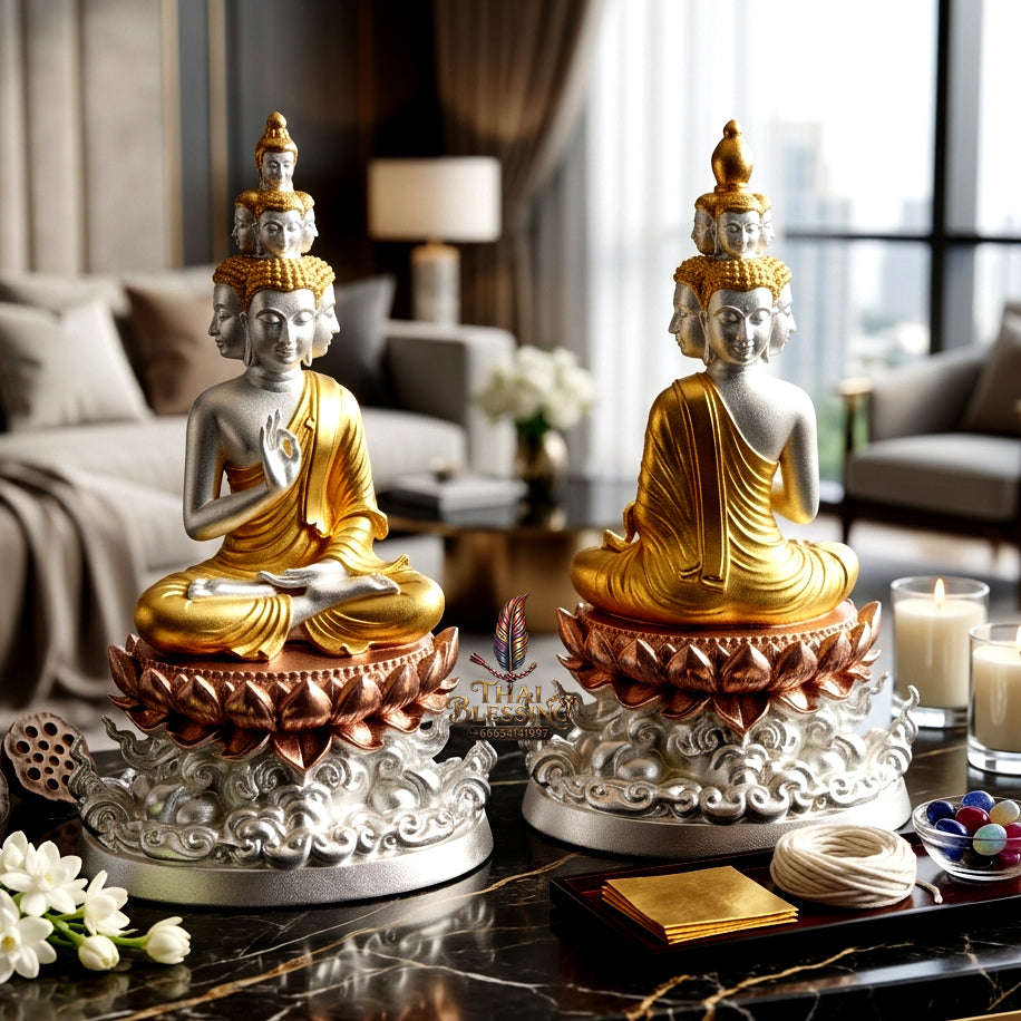 ✨ [The Sovereign of Supreme Phra Kao Na Maha Setthi Sethi Navakoti 3K Tri-Color Plated Bronze Masterpiece, Luang Pu Kham Pan Wat Pa Non Sawan Mastery & Unshakable Millionaire Sovereignty Thai Blessing Co By RURUECHA