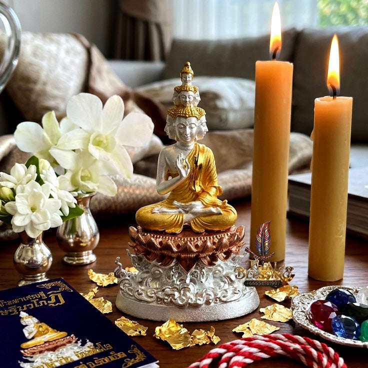 ✨ [The Sovereign of Supreme Phra Kao Na Maha Setthi Sethi Navakoti 3K Tri-Color Plated Bronze Masterpiece, Luang Pu Kham Pan Wat Pa Non Sawan Mastery & Unshakable Millionaire Sovereignty Thai Blessing Co By RURUECHA