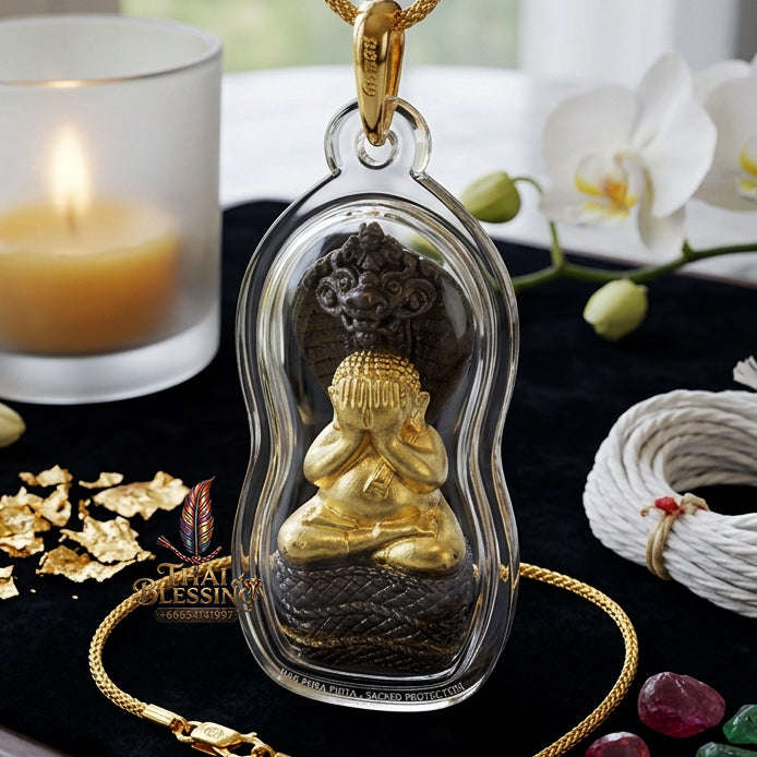 ✨ [The Sovereign of Supreme Phra Pidta Nakharat Gold-Leaf Covered Samrit Alchemy, Luang Pu Khambu Wat Kut Chomphu Mastery & Unshakable Naga-Wealth Sovereignty Thai Blessing Co By RURUECHA