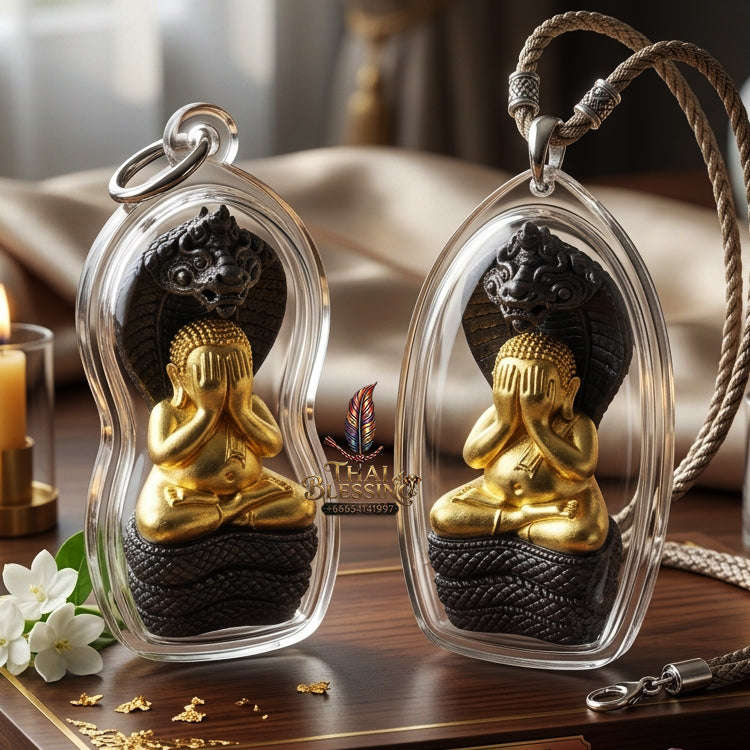 ✨ [The Sovereign of Supreme Phra Pidta Nakharat Gold-Leaf Covered Samrit Alchemy, Luang Pu Khambu Wat Kut Chomphu Mastery & Unshakable Naga-Wealth Sovereignty Thai Blessing Co By RURUECHA