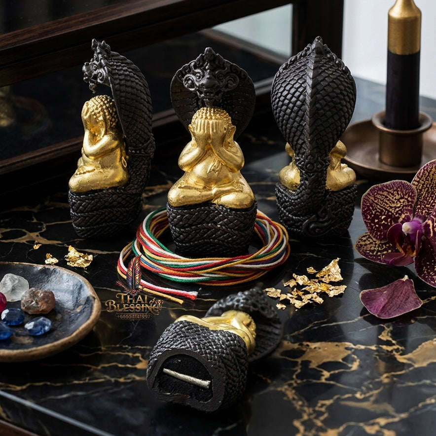 ✨ [The Sovereign of Supreme Phra Pidta Nakharat Gold-Leaf Covered Samrit Alchemy, Luang Pu Khambu Wat Kut Chomphu Mastery & Unshakable Naga-Wealth Sovereignty Thai Blessing Co By RURUECHA