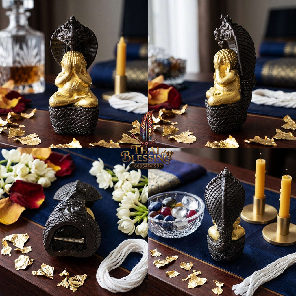✨ [The Sovereign of Supreme Phra Pidta Nakharat Gold-Leaf Covered Samrit Alchemy, Luang Pu Khambu Wat Kut Chomphu Mastery & Unshakable Naga-Wealth Sovereignty Thai Blessing Co By RURUECHA