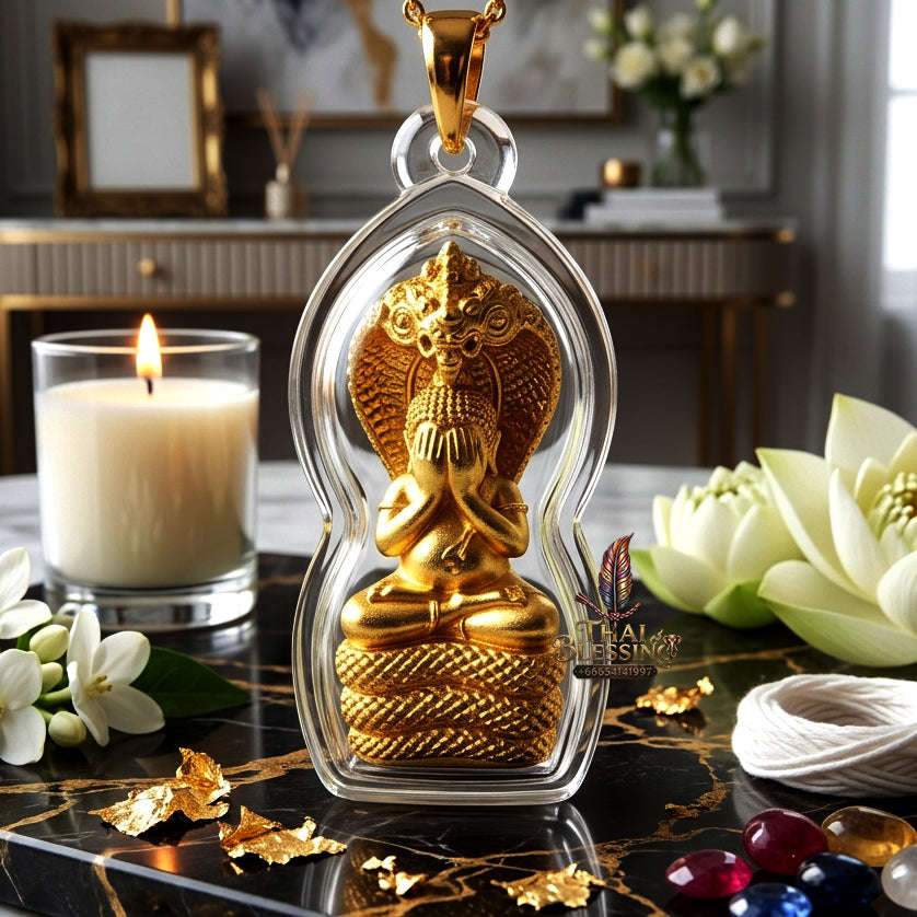 ✨ [The Sovereign of Supreme Phra Pidta Nakharat Gold-Plated Samrit Alchemy, Luang Pu Khambu Wat Kut Chomphu Mastery & Unshakable Naga-Wealth Sovereignty Thai Blessing Co By RURUECHA