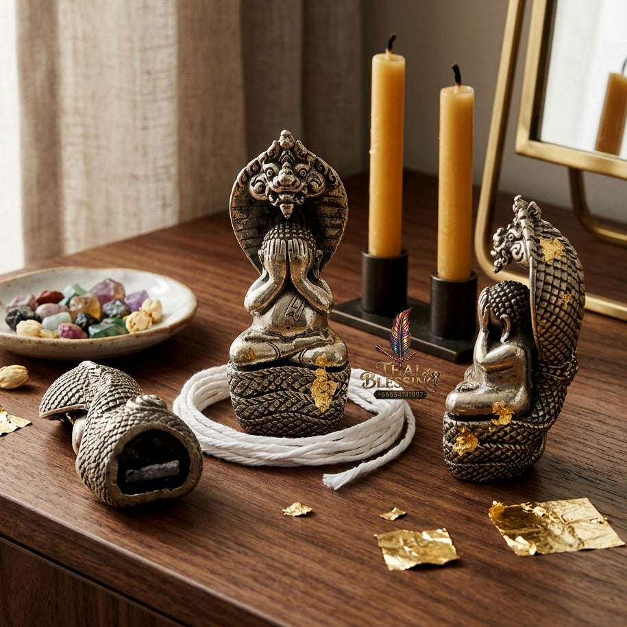 ✨ [The Sovereign of Supreme Phra Pidta Nakharat White Gold Alchemy, Luang Pu Khambu Wat Kut Chomphu Mastery & Unshakable Naga-Wealth Sovereignty Thai Blessing Co By RURUECHA