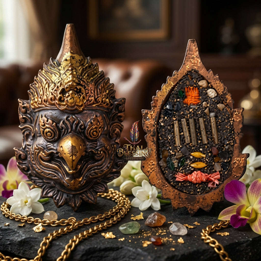 ✨ [The Sovereign of Supreme Phra That Garuda Maha Chanuan Rainbow-Patina & Five Silver Takrut Masterpiece, Kruba Ariyachat Wat Saeng Kaew Phothiyan Mastery & Unshakable Sovereign Authority Thai Blessing Co By RURUECHA