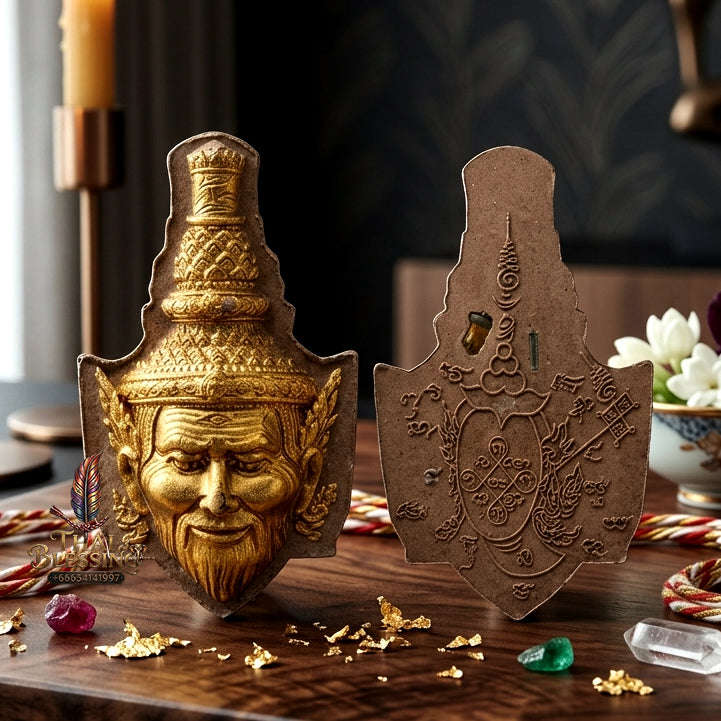 ✨ [The Sovereign of Supreme Sian Phra Rue Si Ta Fai Gold-Brushed Powder Masterpiece, Luang Pho Khlaeo Wat Rueang Wet Mongkhon Mastery & Unshakable Esoteric Sovereignty Thai Blessing Co By RURUECHA
